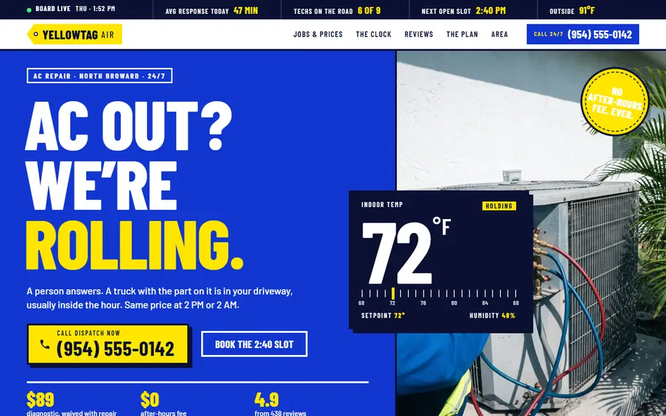 First screen of the Yellowtag Air sample site