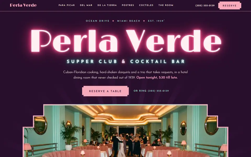 First screen of the Perla Verde sample site