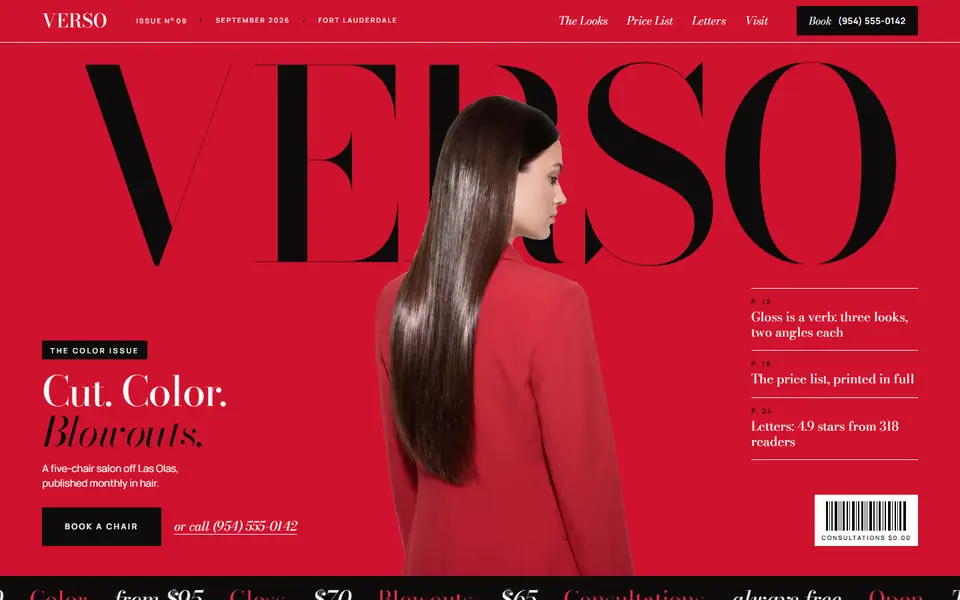 First screen of the Verso sample site
